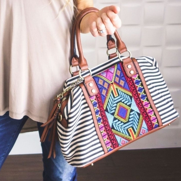 MMS Design Studio Handbags - MMS Design Studio Striped Multicolor Handbag